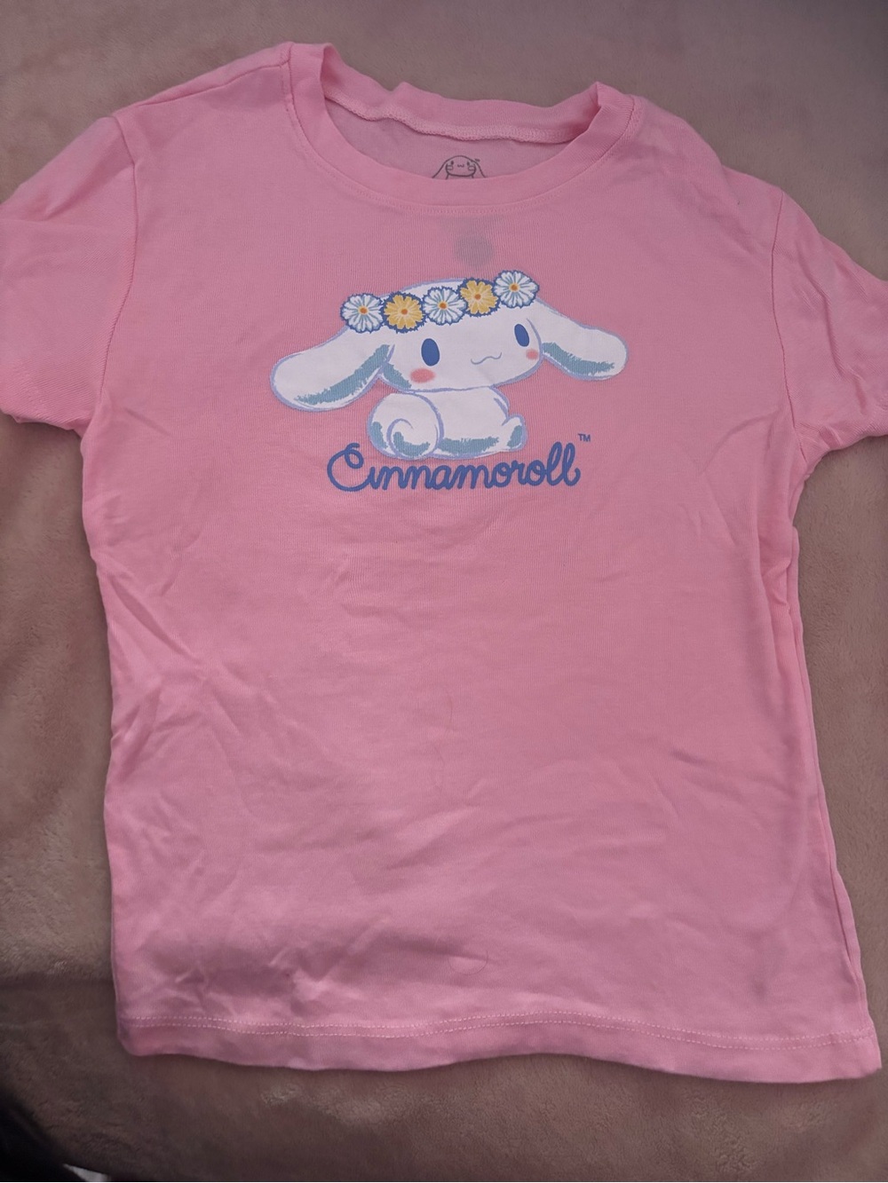 Sanrio Cinnamoroll Pink Short Sleeve Tee with Daisy Crown